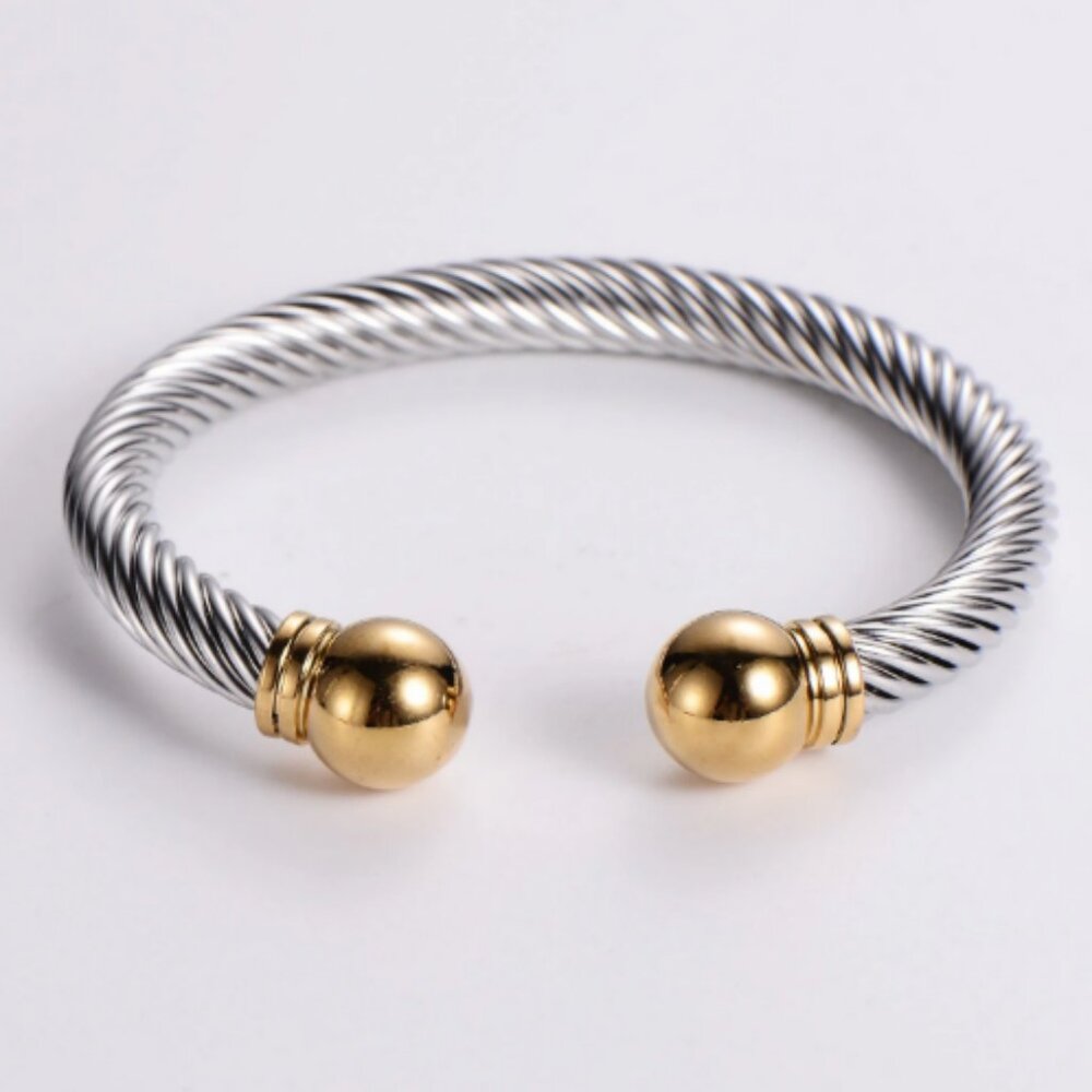 #306 Gold & Silver Titanium Steel Bangle